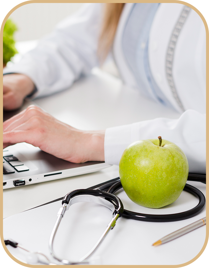 diet concept with female scientist healthy food